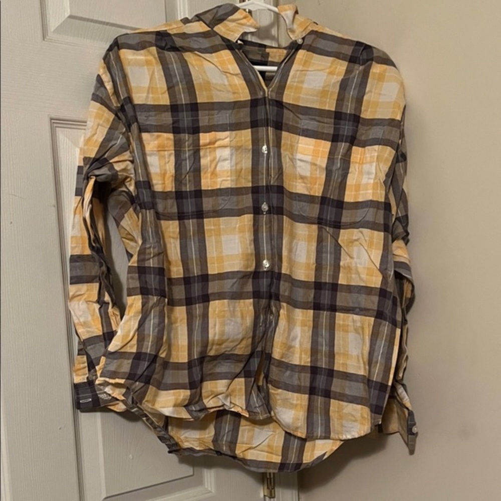 Dockers Yellow and Gray Plaid Casual Shirt